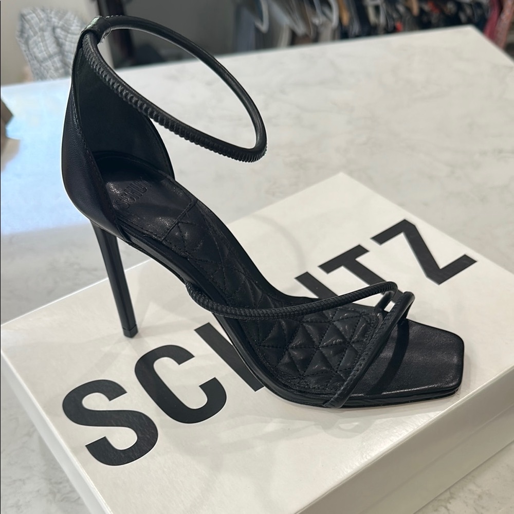 Schutz Black Strappy Heels for Women